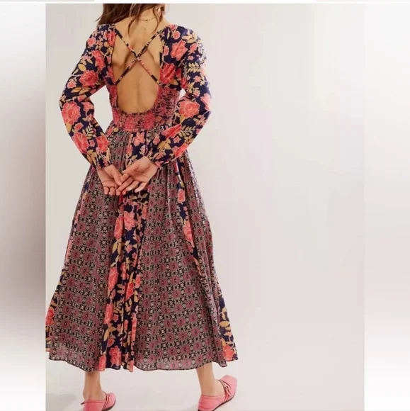 Free people women bohemian maxi dress size L NWOT TRIED ON